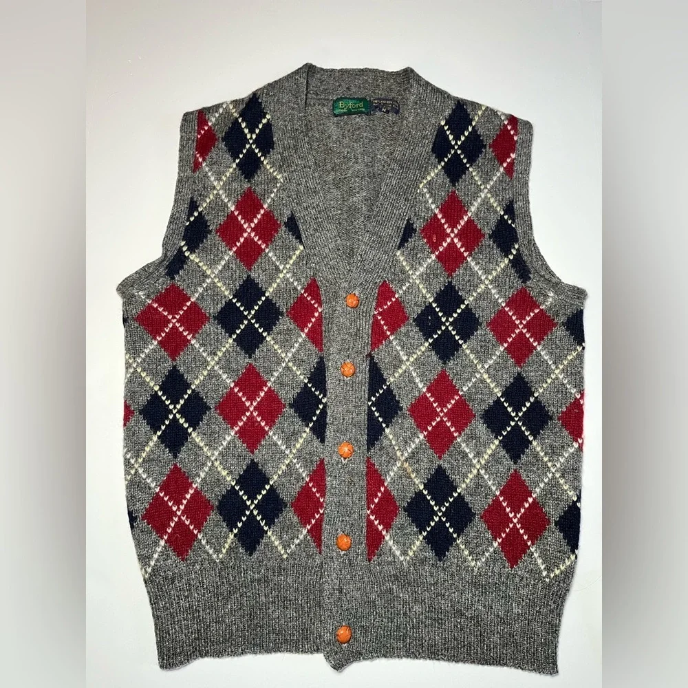 Vintage Byford Shetland Wool Arygle Vest Mens Medium Grandpacore Preppy